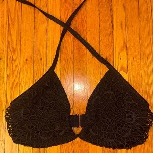 Elegant Black Crochet Bikini Top